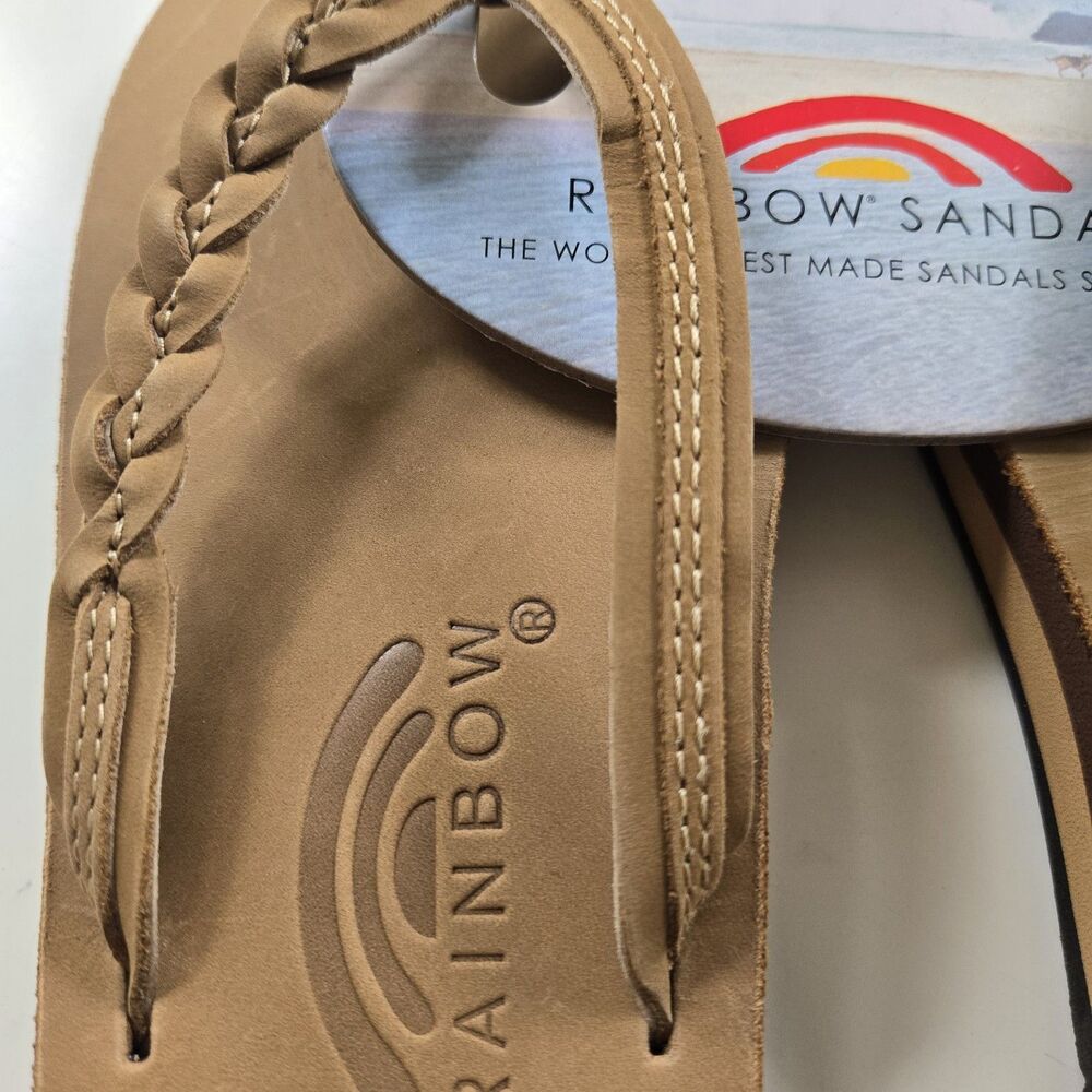 NWT Rainbow Flirty Braidy Flip Flops Sandals Sierra Brown Women's Med 6.5-7.5 - Picture 2 of 7